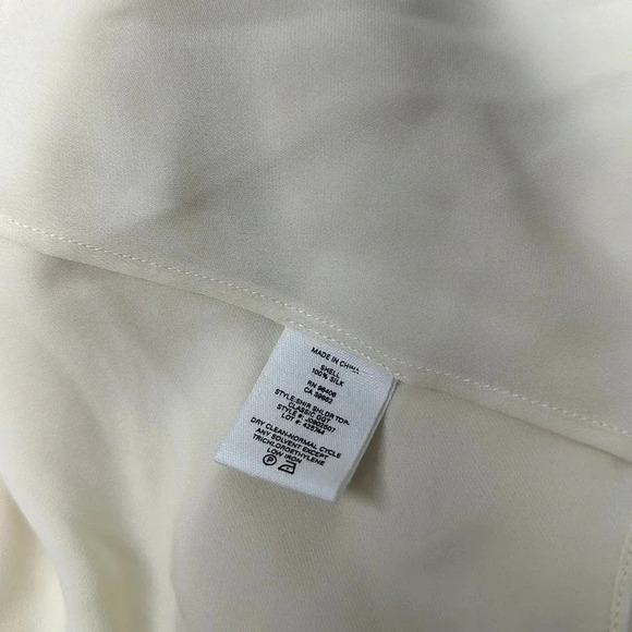 Theory Top Blouse Pure Silk Shirred Shoulder Long Sleeve Shirt Ivory Size Small - Picture 9 of 10